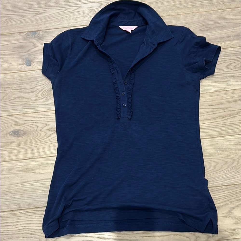 Lilly Pulitzer Blue Fitted Short Sleeve Polo Shirt